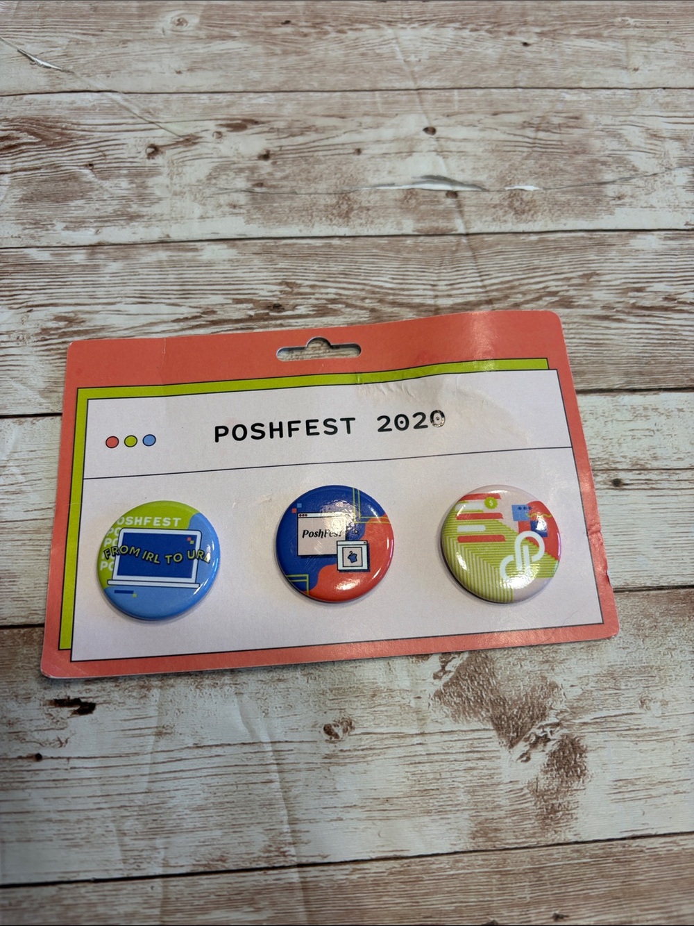 Posh Multicolor PoshFest 2020 Button Pin Set - Blue, Red, Lime